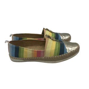 Anne Klein iflex Shoes Womens 7 M Akzetta Colorful Fabric Silver Toe Cap Zip